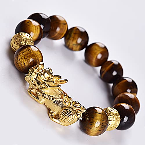 Pierre d'Oeil de Tigre Feng Shui Perles 14mm Bonne Chance