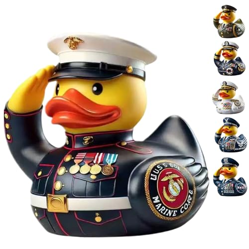 Military Rubber Duck for Jep Veterans Decor Resin Uniform Tribute Mini Duck for Veteran Gifts Men Active Retired Party (4)