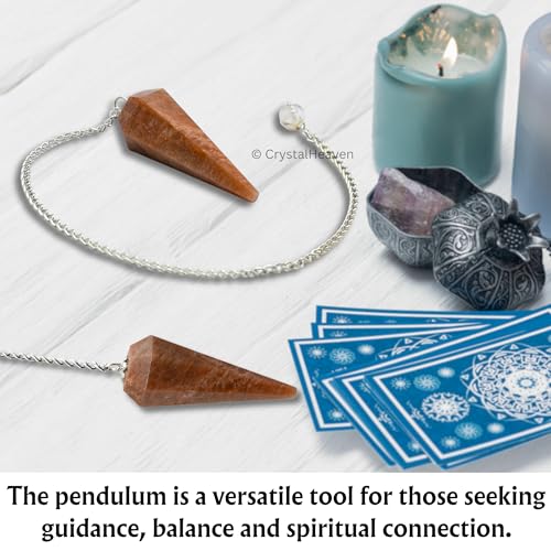Image of Peach Moonstone Pendulum Dowsing Tool - Natural Crystal Pendulum for Spiritual Guidance - Premium Dowser Pendulum for Accurate Divination and Energy Healing - Perfect for Energy Healing and Chakra Balancing - Handcrafted with Precision and Elegance