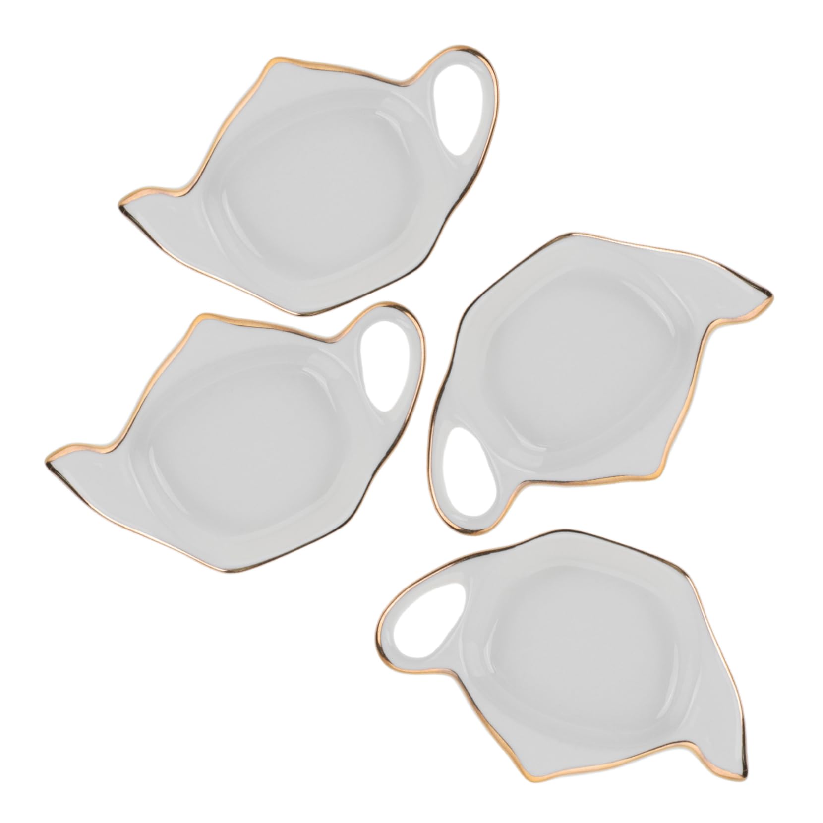 HEALLILY 4pcs Tea Bag Saucer Coasters for Drinks Tea Bag Coaster Tea Bag Rest Washable Reusable Teabag Tea Bag Dish Teapot Cup Coasters Dipping Sauce Plate Tea Bag Organizers Ceramics White