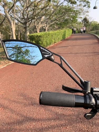 MEACHOW NEW Handlebar Bike Mirror, Scratch Resistant Glass Lens, Ultra-HD, E-bike Mirror, Bicycle Mirror, Rotatable Safe Rearview Mirror, (Silver Left Side) ME-011LS