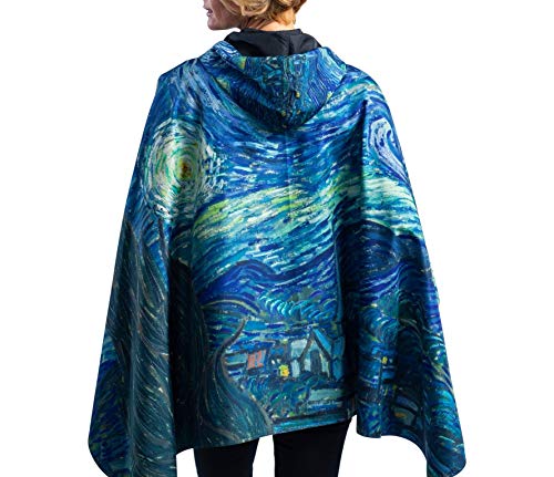 RainCaper Women's Rain Poncho Waterproof with Hood - Reversible Fine Art Cape