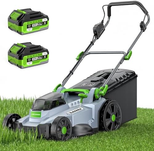 best battery powered electric lawn mower that will change your mowing game 7 40V Cordless Lawn Mower, Electric Battery Powered 4.0Ah Walk Behind Lawnmower, 17” Cutting Width, 6-Position Height Adjustment, Bagging & Mulching Model, for Garden/Patio/Yark