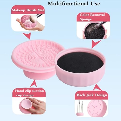 Makeup Brush Cleaner Mat.shmian 4 In 1 Silicone Makeup Brush Cleaning Mat With Portable Suction Cup.makeup Brush Drying Rack.cleaned Quick Color Removal Sponge For Makeup Brush Scrubber Tool #TOP1