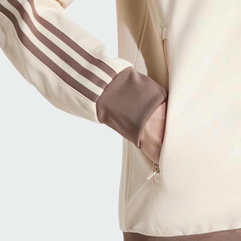 adidas ORIGINAL MEN'S ADICOLOR CLASSICS BECKENBAUER SLIM FIT TRACK JACKET, Wonder White/Trace Brown, 2XL4