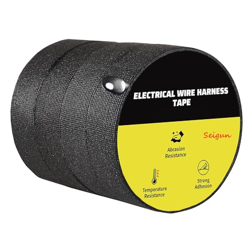 Ruban adhésif pour harnais de câblage noir 19mm x 15m pour voiture, lot de 4
