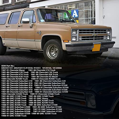 Ixcnet Led Side Marker Light Replacement For 1981-1991 Chevy/Gmc C/K 1500 2500 C10 C20 Suburban Blazer Jimmy, Front Fender Led Side Marker Lights Driver And Passenger Side, 1 Packs #TOP1