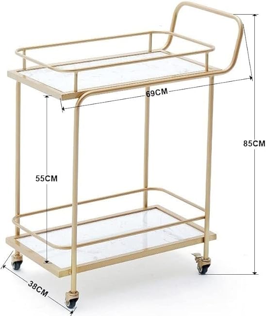 Storage Cart for Variety Applications 2-Tier Drink Cart Hotel Dining Cart Cart Cake Snack Tea Food Delivery Service Cart Bathroom Kitchen(E-69 * 38 * 85Cm)-523L3RfF