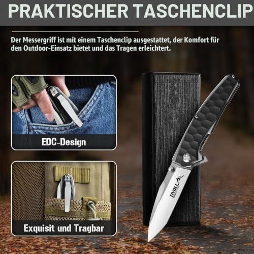 TIVOLI Praktisches Klappmesser mit stabiler Verriegelung, Outdoor Werkzeugmesser für Camping, Wandern und praktische Tätigkeiten – Ansicht 5
