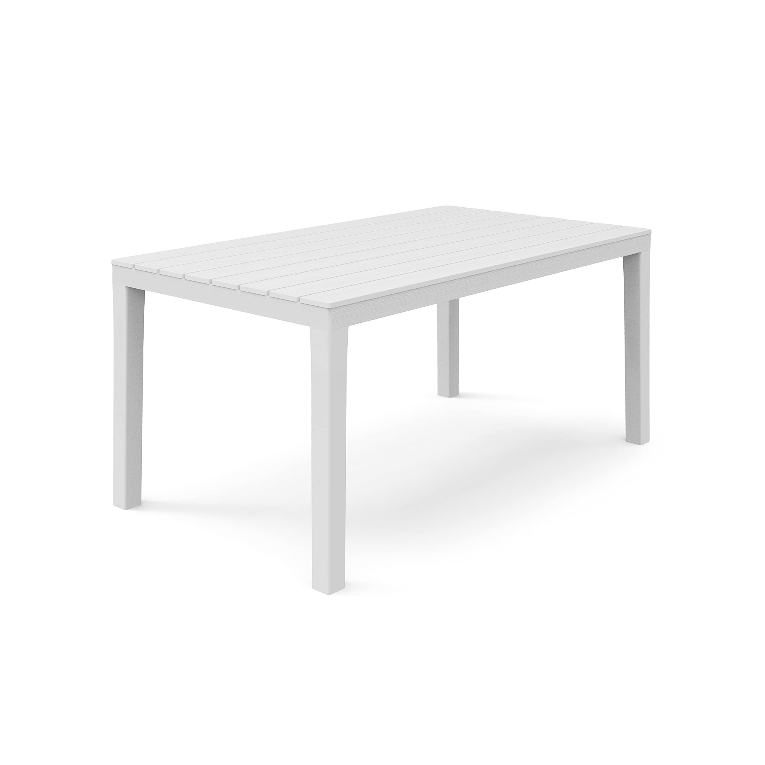 Mesa Fija Exterior, Mesa Polipropileno, Mesa Comedor Outdoor, Modelo Ohana, Acabado en Blanco, Medidas: 138 cm (Largo) x 78 cm (Ancho) x 72 cm (Alto)