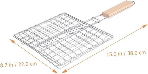 Miniatura 8 de Anneome Red de barbacoa con clip de pescado a la parrilla al aire libre, parrilla de barbacoa al aire libre, parrilla plegable para verduras, cesta
