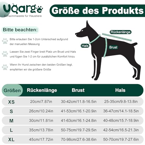 Voarge Hundeschwimmweste für Haie, Hundeschwimmweste mit Griff und Reflektor, Sicherheitsweste für Haustiere (Orange, XS)