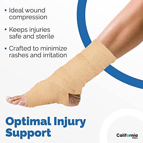 Image of Self-Adhesive Bandage Wrap - Suitable for All Sports - Breathable Athletic Tape for Wrists - Knee and Ankle - Self Adhesive Bandage- 4 Inch- 12 Pack - Brown