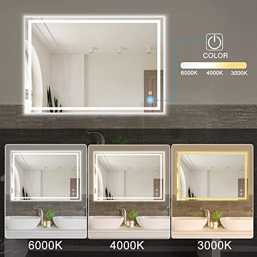 image for DINGLILIGHTING DLLT Dimmable Wall Mounted Mirror with Light, 32 x 24 T
