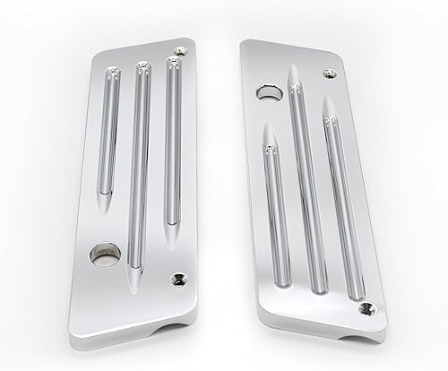 Miniatura 3 de -Cubiertas de cierre de alforja de palanquilla de aluminio cromado con corte mecanizado CNC compatibles con modelos Touring H-D FLH FLT 1993-2013