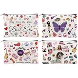 Hobbspring 4Pcs Music Gifts Cosmetic Bag 5.91x9.06 inch Canvas Makeup Bags with Zipper Polycotton Travel Toiletry Pouches for Students Teacher Graduation Birthday Christmas Gift
