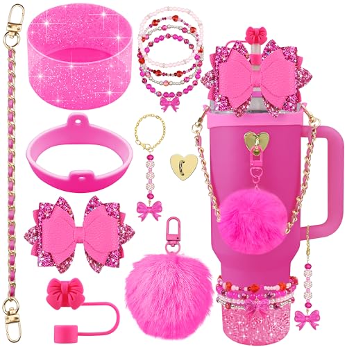 Hpebl 11PCS Bow Accessories for Stanley Cup Tumbler 30 40oz,Fuchsia - image 1