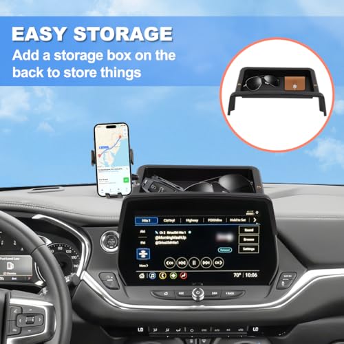 Image of Car Phone Holder Compatible with Chevy Blazer 2023 2024 2025 Accessories 10.2-Inch Screen Fixed Clip, Cell Phone Mount with Dash Tray Center Console Organizer Hands-Free 360 Rotation