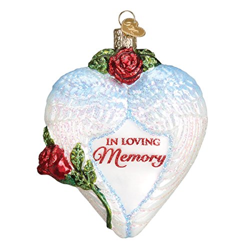 Old World Christmas in Loving Memory Heart Glass Blown...