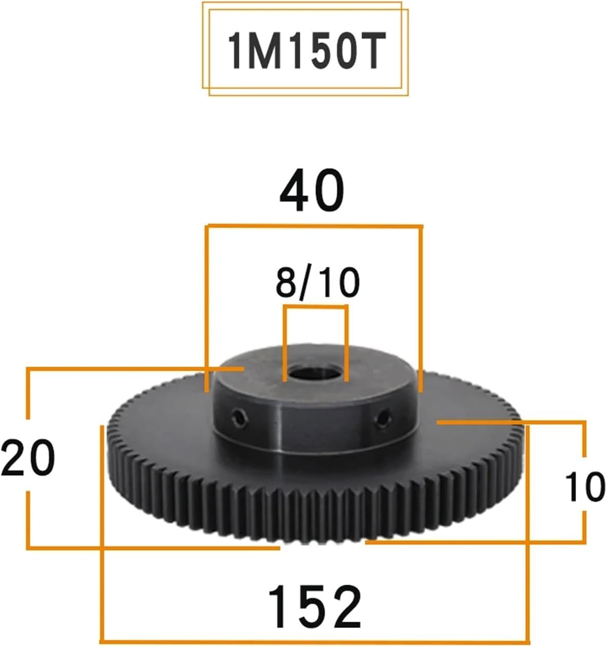 Gear 1M-130T/140T/150T/110Teeth SC45#Carbon Steel Teeth Wheel Bore Size 8/10/12mm 1Pcs(1M130T - Bore 10 mm)