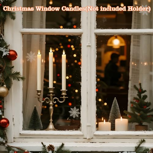 Image of Rechargeable Flameless Taper Candles with Charging Base, Real Wax Rechargeable Candles with Remote Timer, LED Flameless Candlesticks for Home Halloween Christmas Wedding Decor(Ivory, 6Pcs)