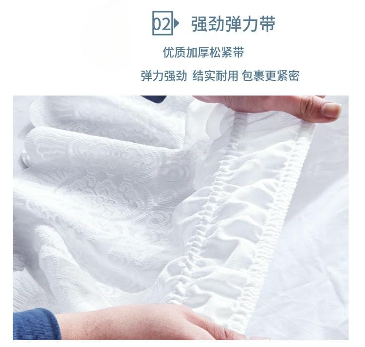 Jupe de lit en Dentelle Blanche, Jupe de lit Anti-poussière, modèle Enveloppant avec élastique Ajustable, Douce et Respirante