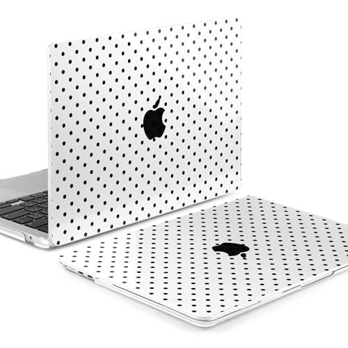 Image of MEEgoodo Case for M5 /M4 /M3 /M2 MacBook Air 13 inch 2026 2025 2024 2022, Fit Model A3449 /A3240 /A3113 /A2681, Case Compatible with MacBook Air 13.6-inch, Poka Dot Black