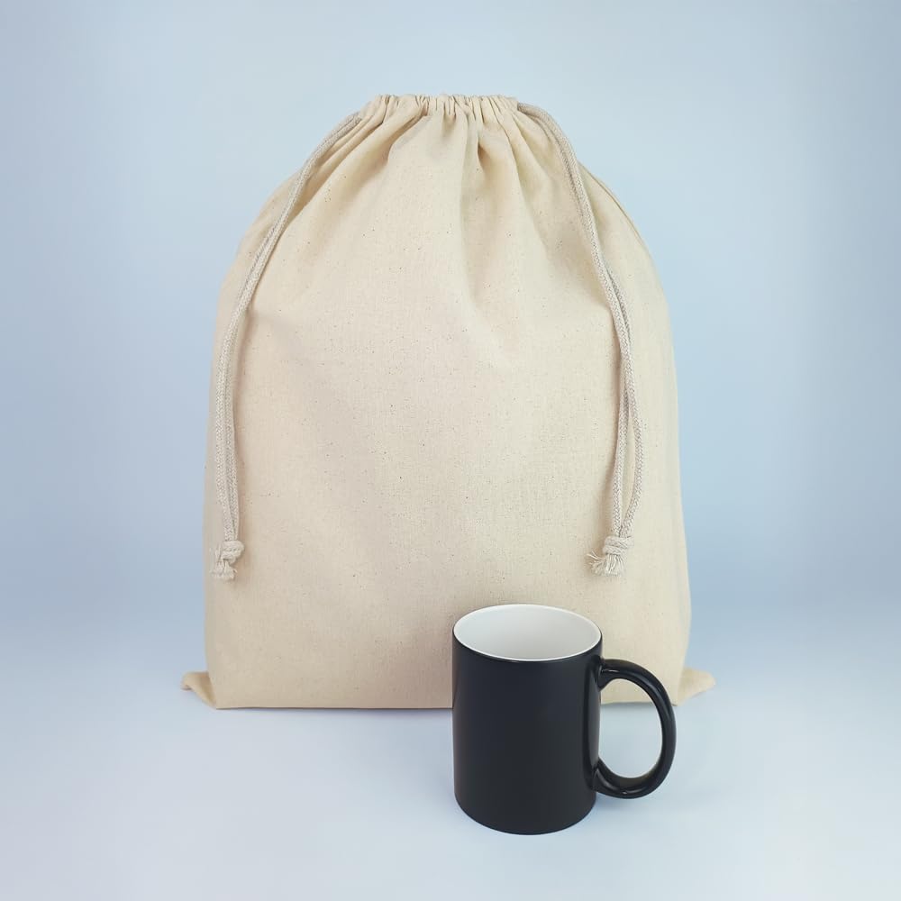 Cottonbagjoe Lot de 250 sacs en coton | Grand sac en tissu | Zero Waste | Avec cordon de serrage | pour le rangement | à peindre | Sac de gym | 40 x 50 cm | Naturel