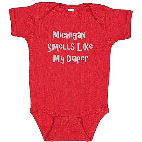 Campus Originals Ohio State Buckeyes Baby Infant Shower Birthday Gift Michigan Smells Like My Diaper Funny Rival Team Creeper Bodysuit (Newborn) Cover