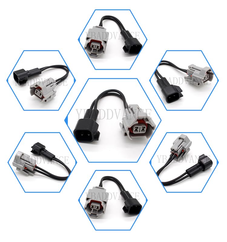 2 Pin for Denso (Female) to US Car EV6 (Male) Fuel Injector PnP Adapter Wire Harness - (Color Name: Female to Male)