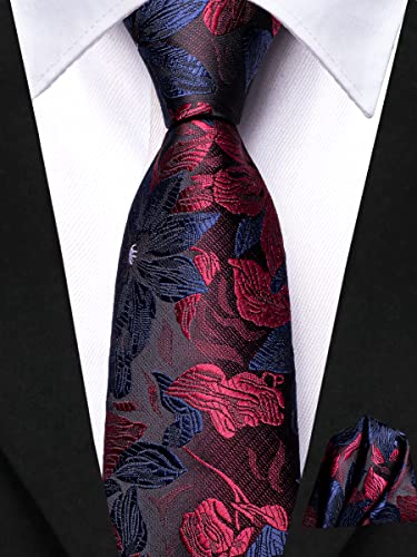 Image of Hi-Tie Father and Son Tie Set Striped Plaid Ties for Men and Boys Silk Necktie Pocket Square Set for Wedding Gifts