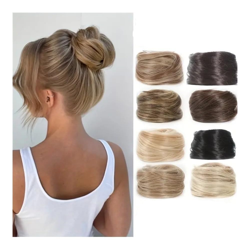 Perruque en caoutchouc tendon et postiche hair buns chatain fonce