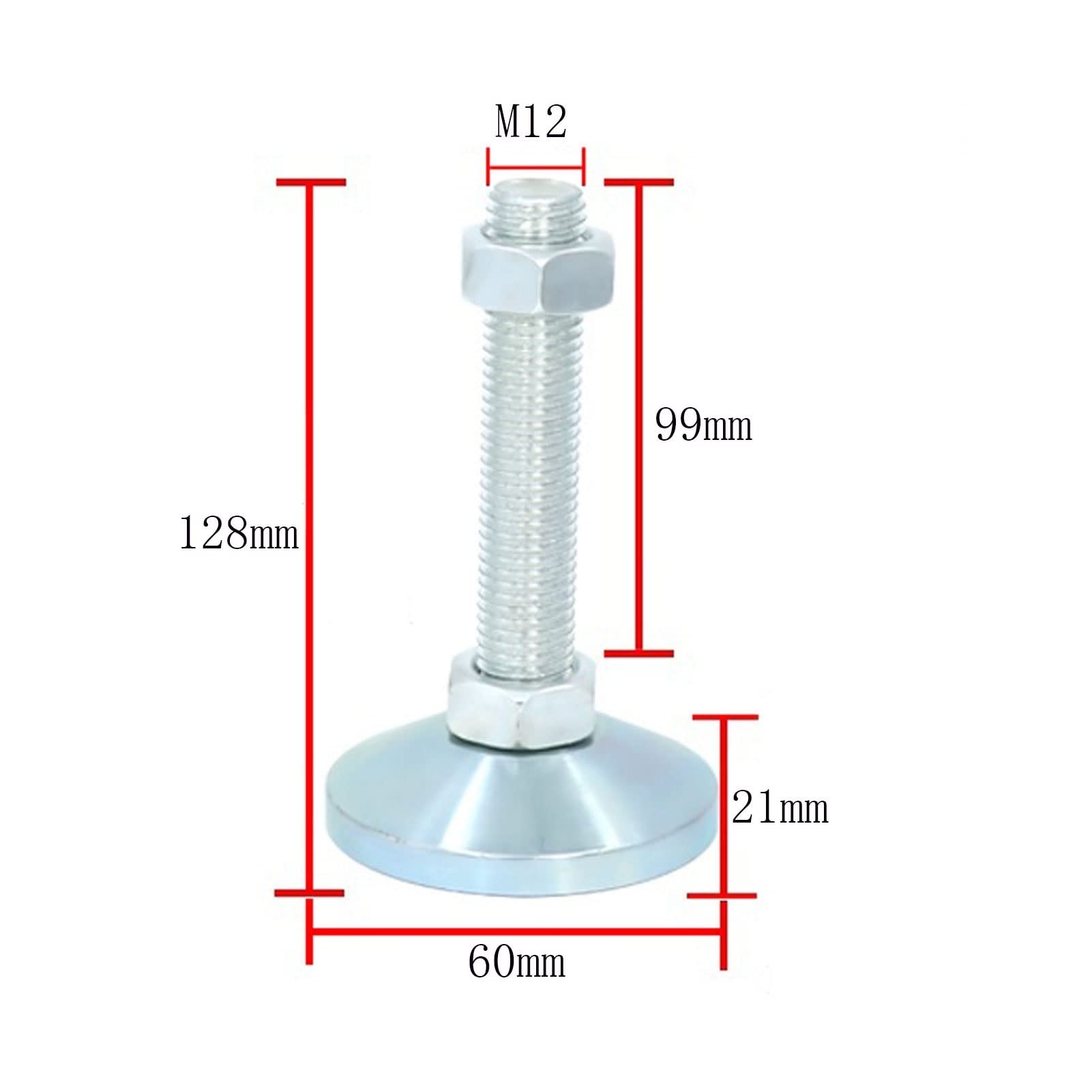 Niveladores de muebles, 4 piezas de rosca M12 ajustables, nivelador antivibración, patas de nivelación mecánicas horizontales, patas de soporte de acero