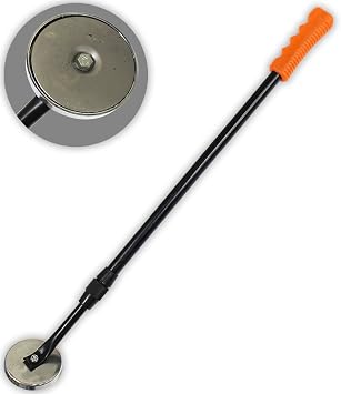 50 lb. 22.7 kg Capacity Extension Pick-Up Magnet | 24" - 36" 61 cm-91.4 cm Adjustable Length | 3" 7.6 cm Diameter Head | Ergonomic Grip | Great for Picking Up Nails, Screws, Bolts, Metal