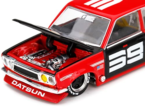 Miniatura Datsun 510 Pro Street 1:64 Negro Metal miniatura 2