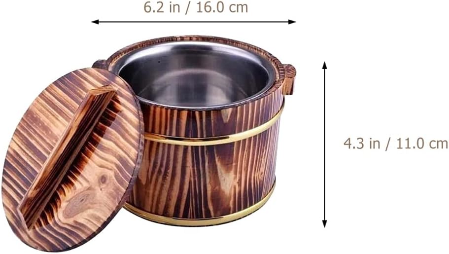 DOITOOL Sushi Rice Cooling Bowl Wooden Rice Bucket Wooden Barrel Hangiri Sushi Oke Mixing Tub Warmer for Home Restaurant Bowl, 16X11CM