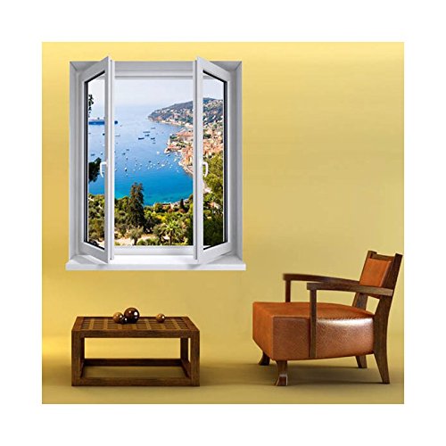Adesivi trompe l'oeil finestra la costa d'Azur - L...