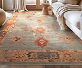 Well Woven Ushak Marmaris Blue 7'7' x 9'10' Area Rug for Large Living Room and Dining Room - Tone On Tone, Updated Traditional, Easy Clean, Floor-Friendly Backing