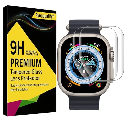 Image of 4youquality Acrylic Screen Guard Protector Compatible with Apple Watch Ultra 49mm | Pack of 2 | Transparent Edge to Edge Full Screen Coverage, HD Clear, Scratch Resistant, Bubble Free Installation with Easy Installation Kit