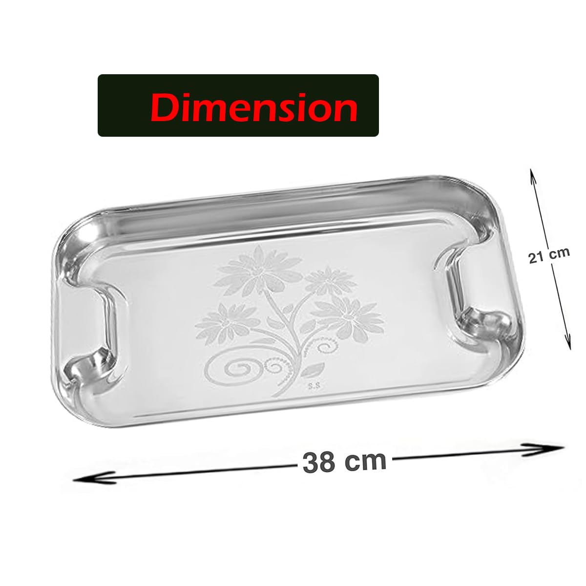 Meshiv Stainless Steel Serving Tray/Lemon Platter with Steel Finish, Rectangular Multipurpose Tray, Set of 2 (Large) — Amazon image 3
