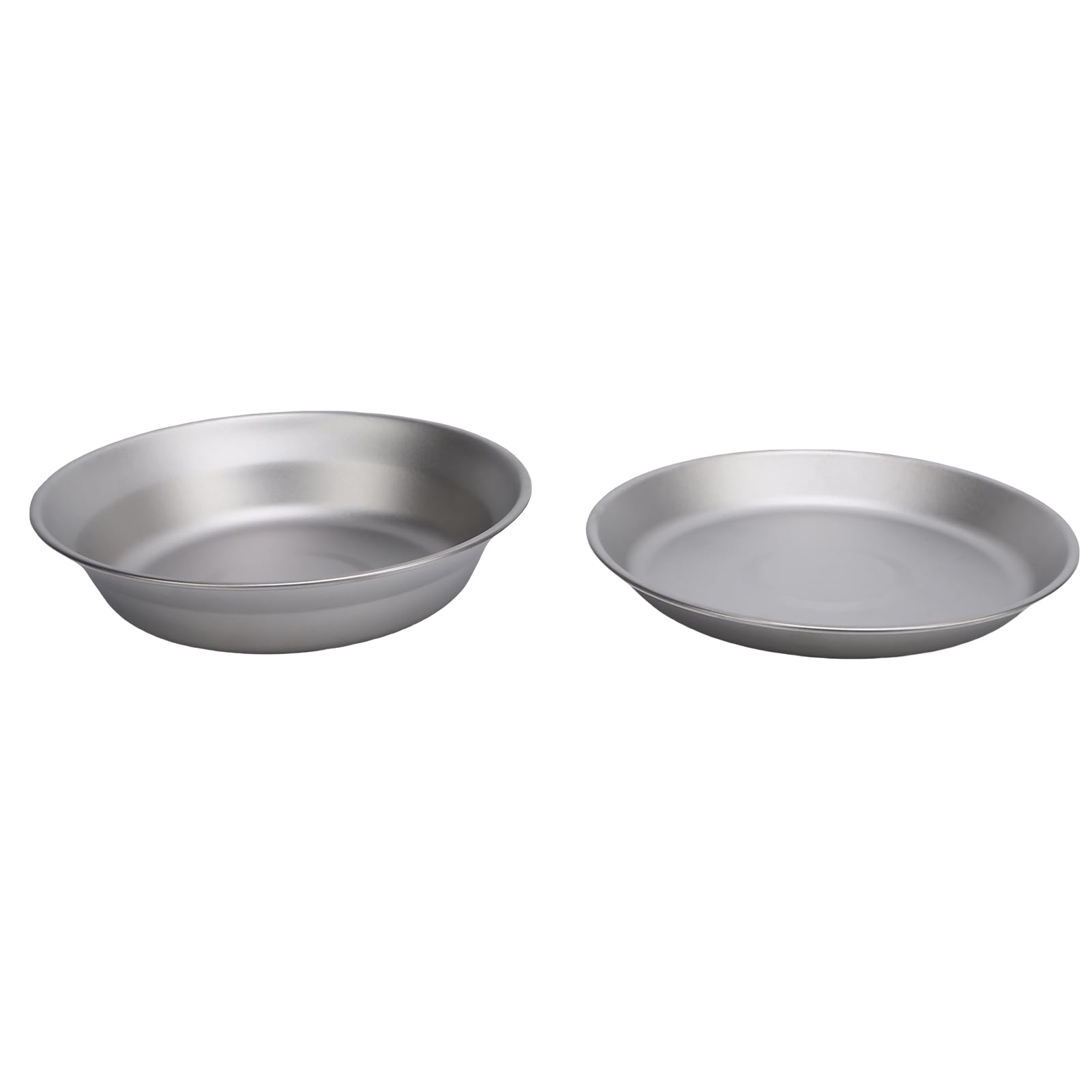 Jiawu Plato Ti para Camping, 2 Piezas, Plato Ultraligero de 500 Ml y 300 Ml, Utensilios de Cocina, Ti Liviano, para Mochilero Al Aire con Diseño Multifuncional Apilable para Acampar, Senderismo, Pesca