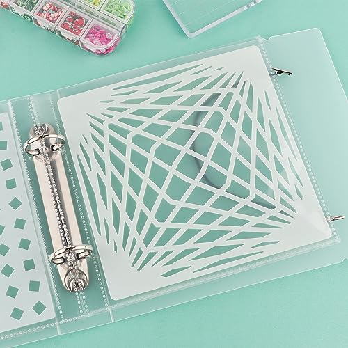 Image of 50Pages Clear Inner Storage Bags for Storage 6 inchX6 Stencils Die Cuts and Stamps,2 Pockets Per Page can Fit More Stencils Organizer Scrapbooking Storage Folder Organizer