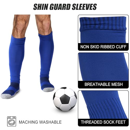 2 Set Grip Soccer Socks with Shin Guard Sleeves Non Slip Soccer Leg Sleeve Socks for Men Women3