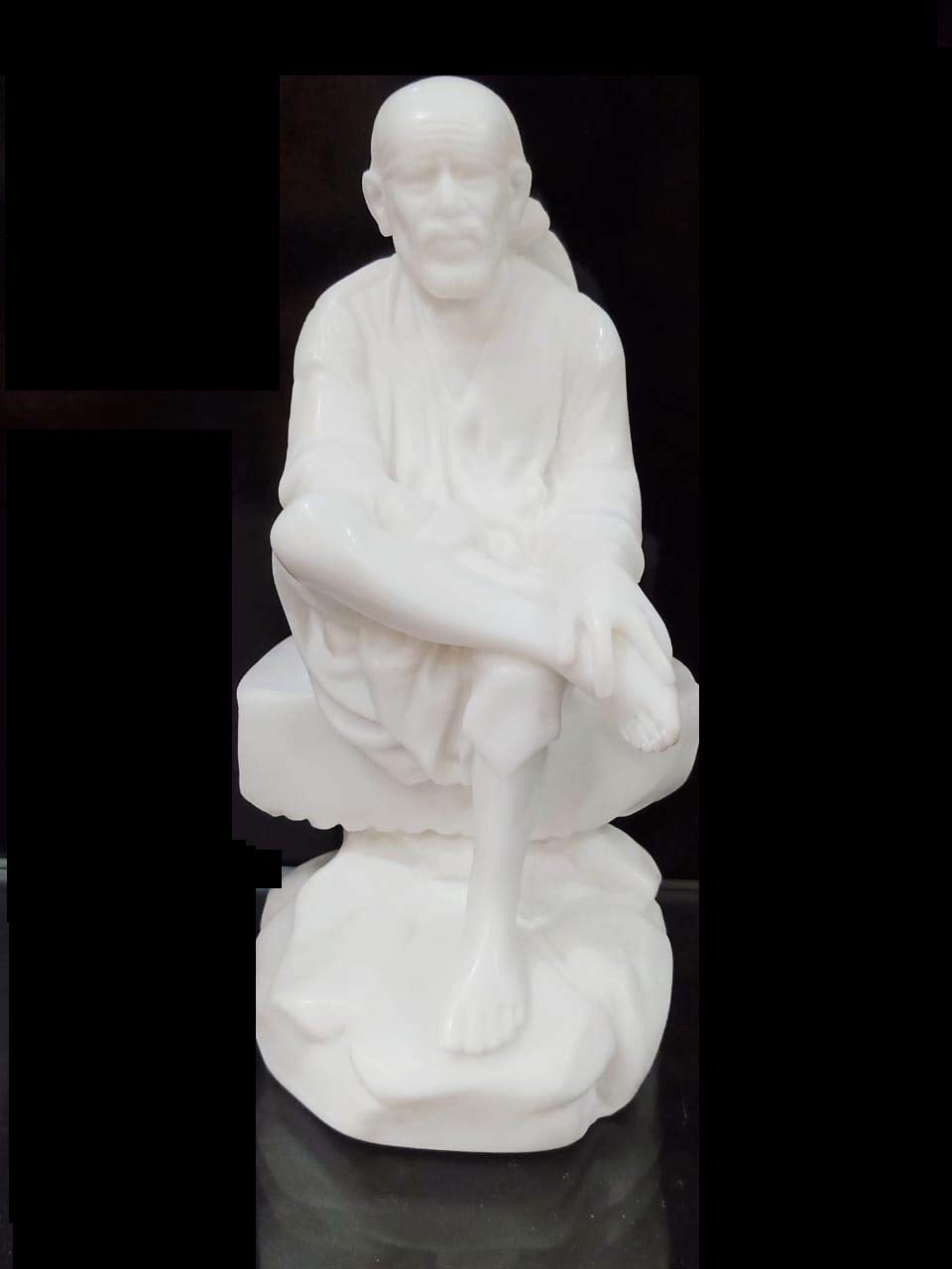 NIRAJ ART Marble Dust Ashirwad Hand Sai Baba Idol/Murti for Home and Office Decor, Murti for Home Pooja & Car Dashboard, Used in Pooja, Mandir, Marble Gifts, Shirdi Lord Sai Baba Statue (7 Inch)