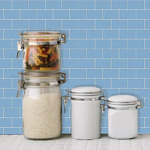 Art3D 12" X 12" Peel And Stick Backsplash Tiles For Kitchen, Shiny Light Blue #TOP1