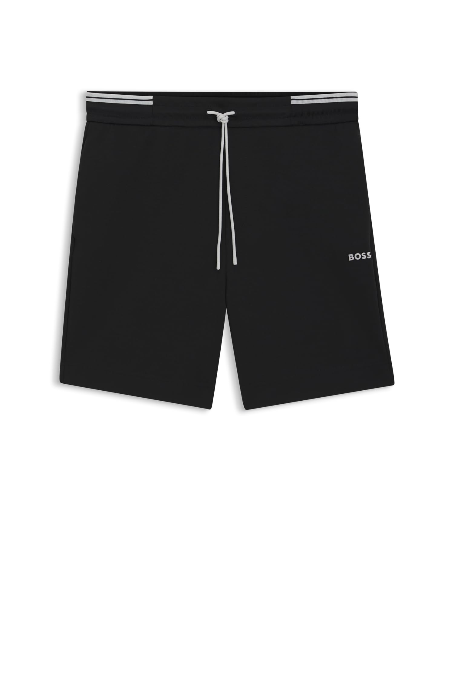 BOSS Men's Zone Cotton Blend Shorts with Stripe Detail, 001black, XS