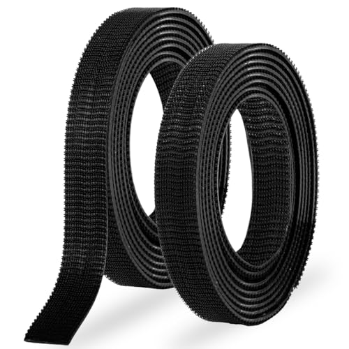 JEYORZY 2pcs Hook y Loop Tape, Hook y Loop Extrafuerte, Gancho y Cinta de Lazo Extra Fuerte, Adhesivo Doble Cara Extrafuerte, para Evitar el Deslizamiento de Cojines de Sofá, Alfombras (negro, 2cm*1m)