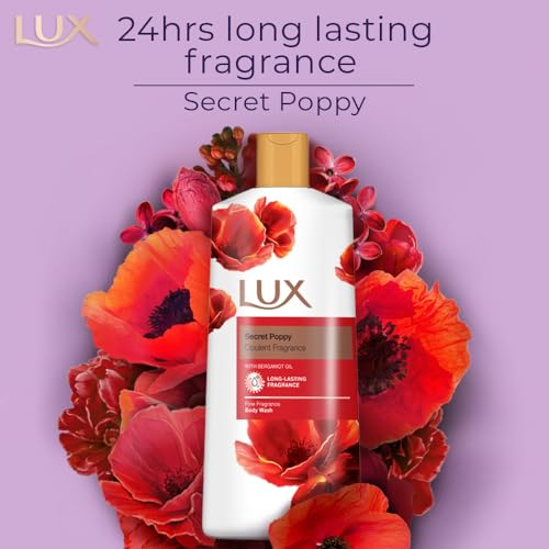 LUX-Secret-Poppy-Body-Wash-with-Bergamot-Oil-Gentle-Soothing-Shower-Gel-Nourishing-Body-Cleanser-Aromatic-Fragrance-Bath-Soap-Pack-of-1-600-ml