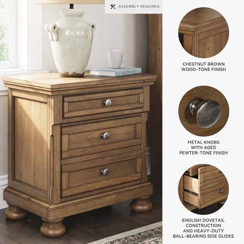 Image of Signature Design by Ashley 2-Drawer Wood Nightstand, Chestnut Brown