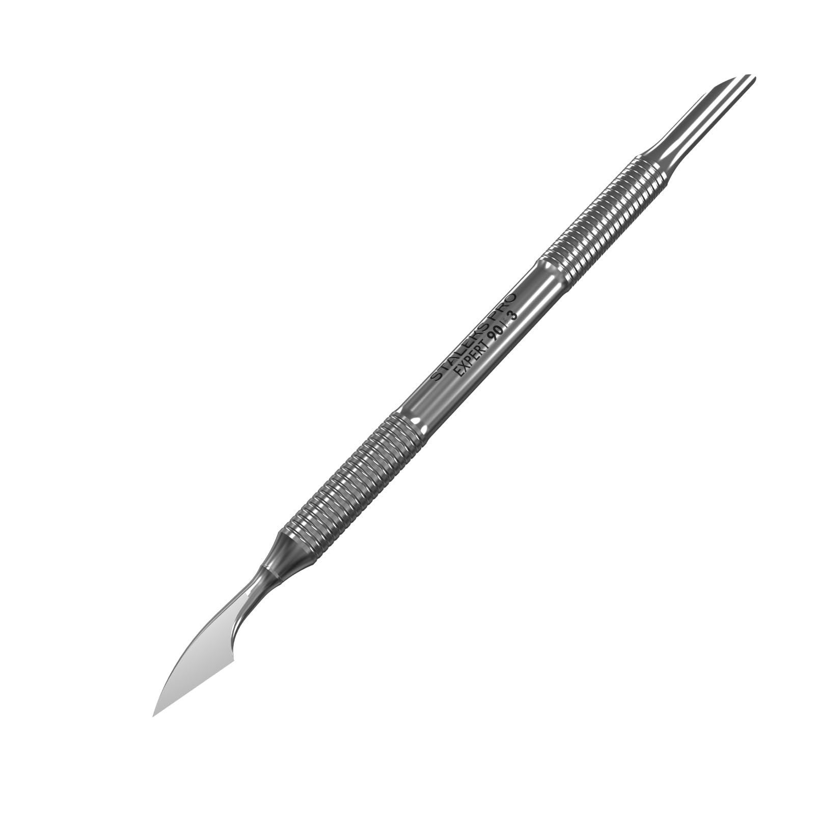 Staleks Pro Manicure Pusher Expert 90 Type 3 – Beveled & Cleaner Ends – Stainless Steel – Non-Slip Handle